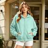 Women's Short Loose Fit Hooded Zip-Up Cardigan Jacket for Casual Daily Wear
