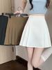 2024 Summer Black High Waist Pleated Midi Skirt - Petite Korean A-Line Skirt for Women