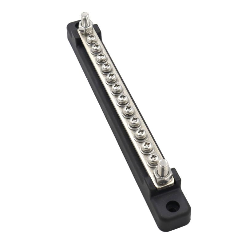 Terminal Bus Bar Ground Power Distribution Terminal Block Bus Bar with Cover for Auto Marine Car Pickup Trailer RV Boat