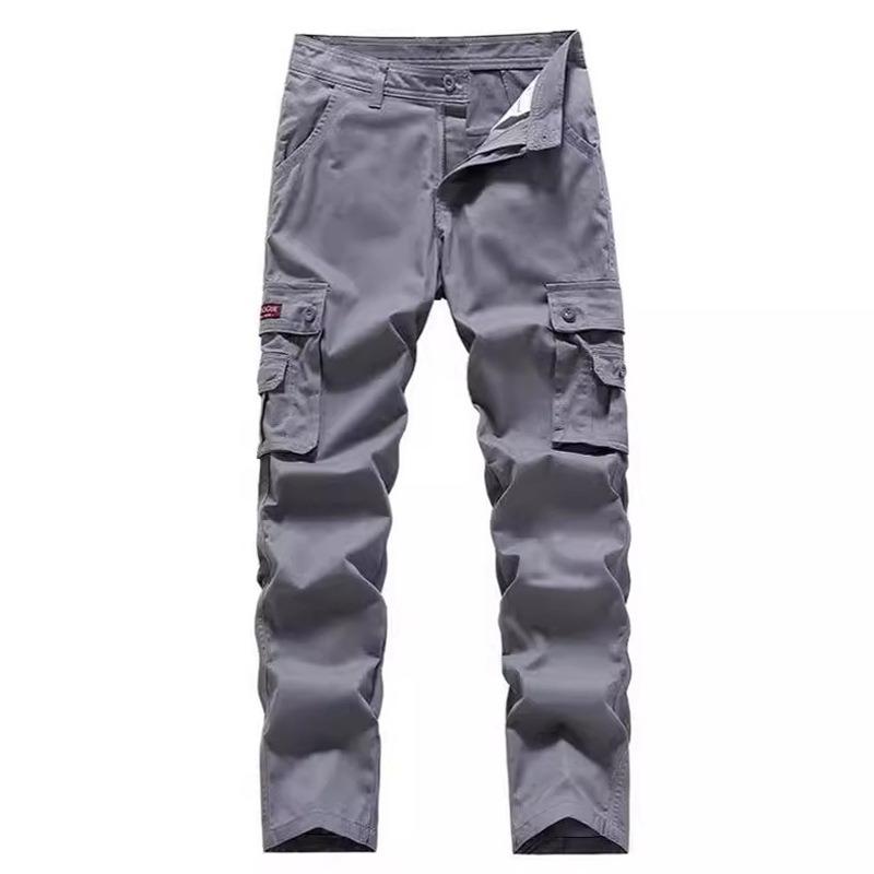 Nowe modne spodnie ogrodniczki casual męskie wielokieszeniowe retro jednolity kolor proste casualowe spodnie