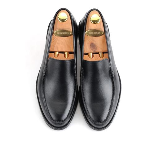 Roshoeman 8063 Loafer Slip-Ons Black Kip