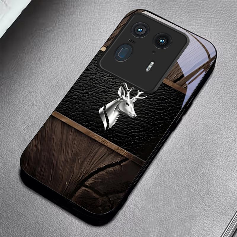 Elite Metallic Stag Black Glass Phone Case For Motorola Moto Edge 70 60 Fusion 50 Ultra 40 Neo 30 Pro 20 Lite 60s Neo Back Cover