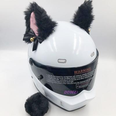 Décoration Mignonne Auto-adhésive pour Casque de Moto Cosplay Oreilles de Chat Douces en Peluche Ornement de Casque Personnalité Lisse Off Road