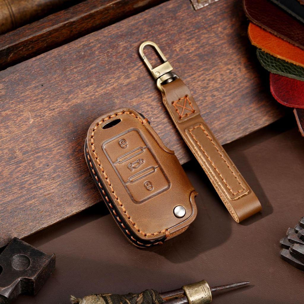 Leder Falt-Schlüsselanhänger für Volkswagen Autoschlüssel-Schutz