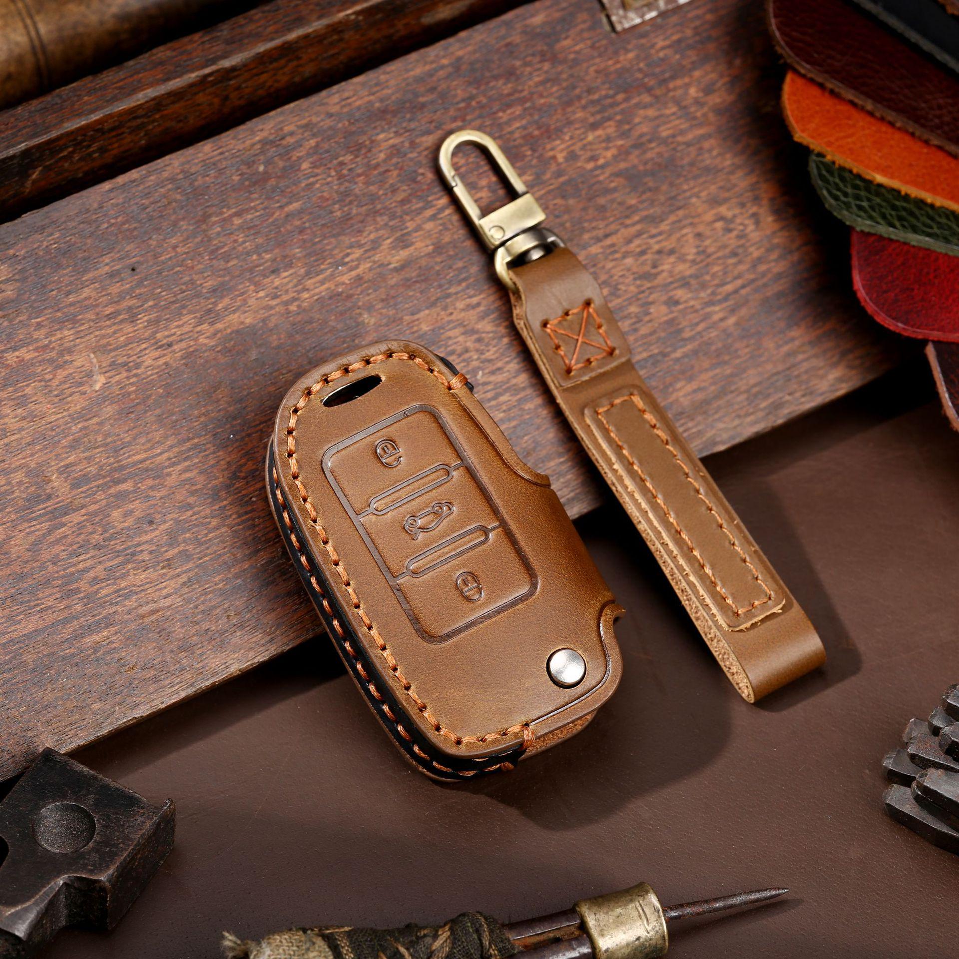 

Кожаная складная сумка для ключей для защиты ключей автомобиля Volkswagen