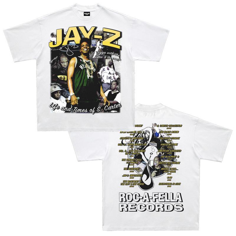 2026 Summer New Design Jay-Z High-Quality Hip-Hop Street Comfortable Men s Round-neck Printed T-Shirt S