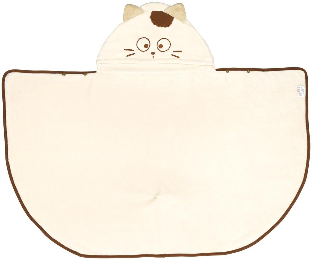 Skater Tama Friends You Know My Hooded Bath 108cm X 92cm & "Do Tama?" Poncho, Moisture-Wicking, Quick-Drying, (BPO1-A)