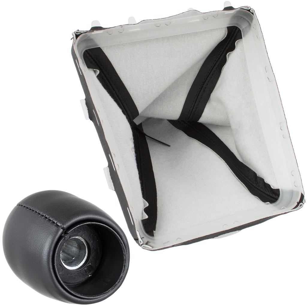 Opel Vectra C FL 05-08 6-VELOCIDADES NEGRO CUERO ECOLÓGICO pomo de palanca de cambios + fuelle de palanca de cambios + marco BLANCO 2 uds. CONJUNTO