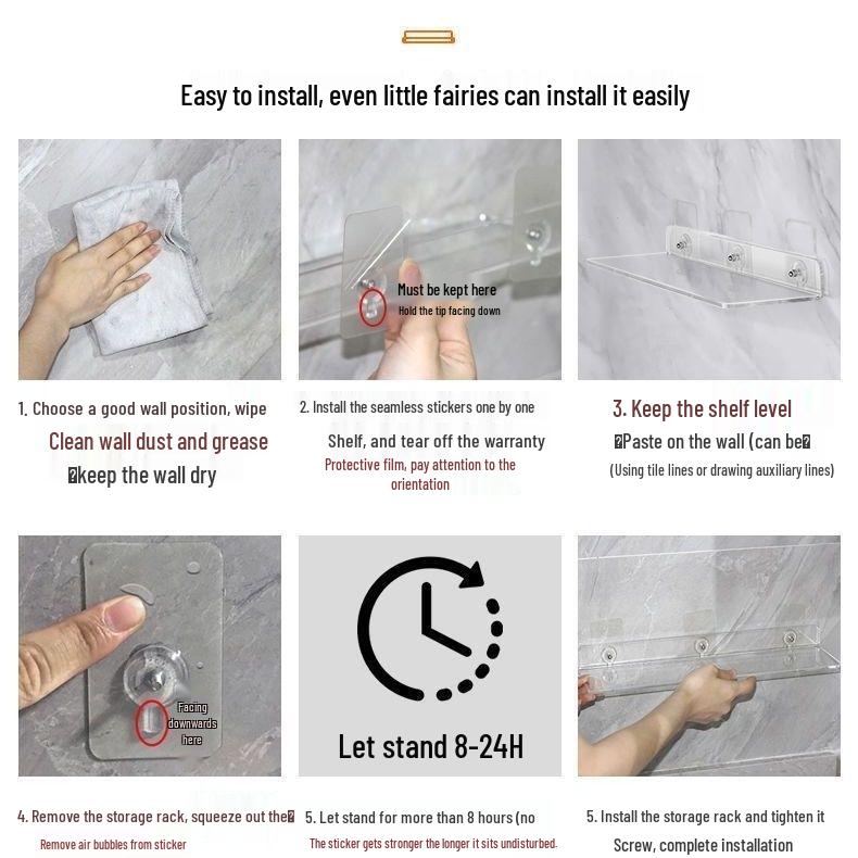 Ruimtebesparende Acryl Wandplank: Boorvrije Opbergoplossing voor Badkamer & Keuken