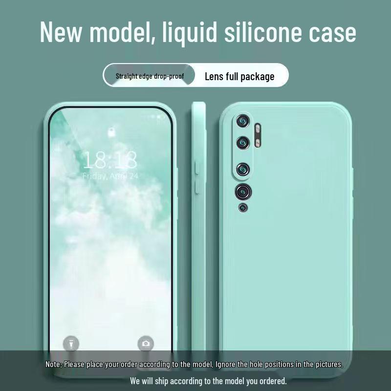 Compatible with Xiaomi CC9 Pro: Solid Color, Rubik's Cube Design, Liquid Silicone, All-Inclusive, Drop-Proof, Straight Edge Soft Case.