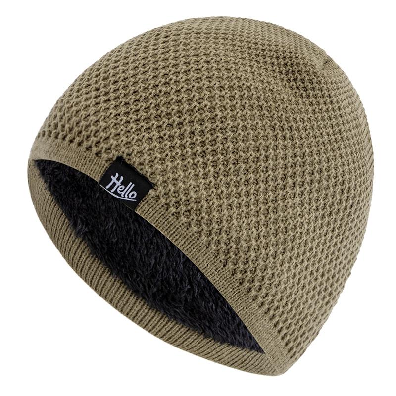 New Style Unisex Winter Hats Plush Fur Lined Beanies Hats For Men Woman Hello Letter Warm Cap Casual Winter Ski Knitted Hats