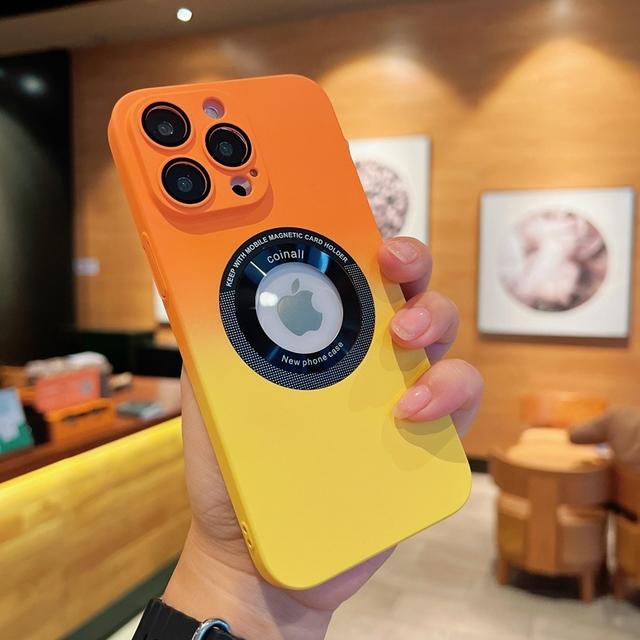 

Роскошный магнитный чехол для телефона с беспроводной зарядкой для Iphone 14 13 12 11 Pro Max Plus Magsafe Gradient Hard PC Matte Candy Cover For iPhone 11Pro оранжевый