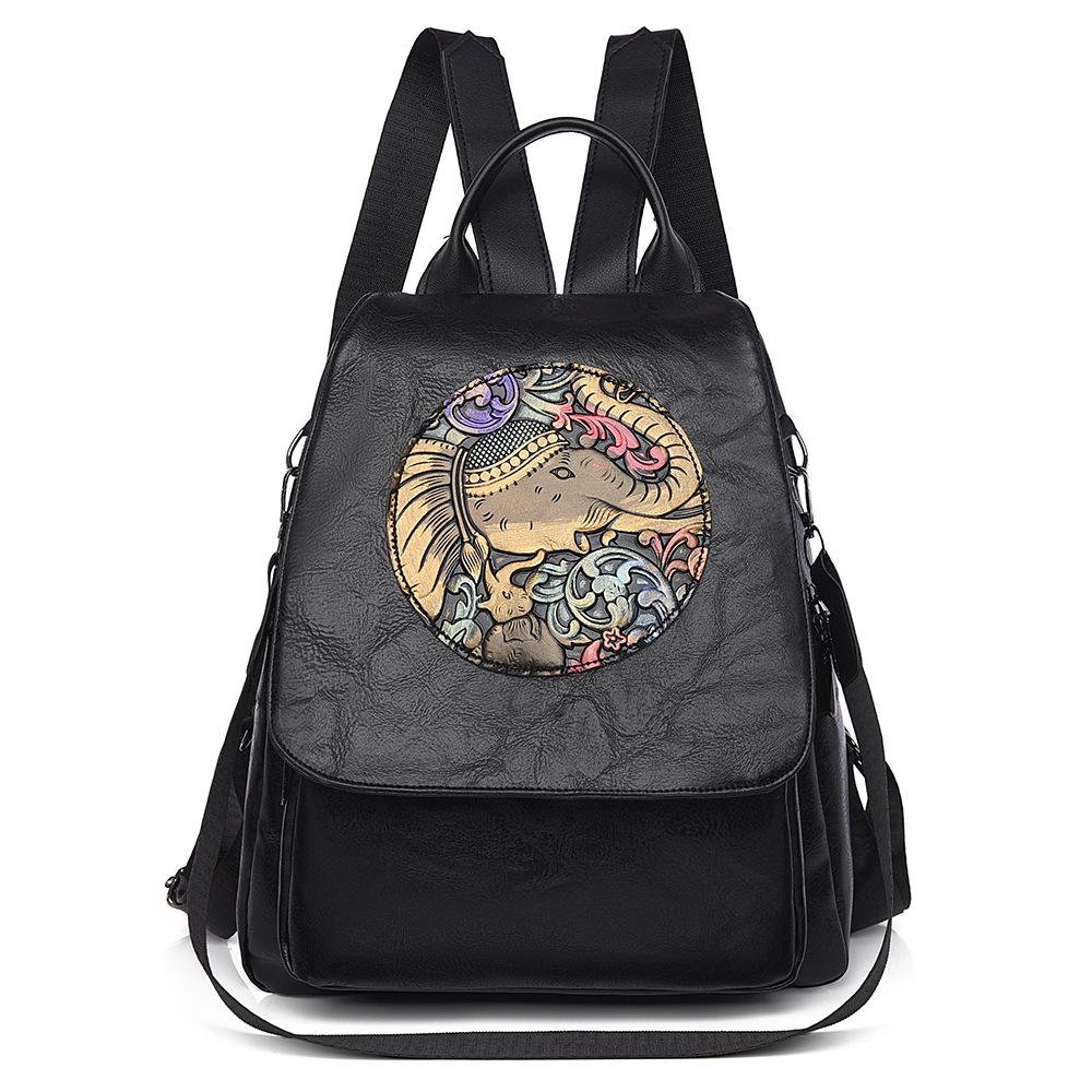 

New soft leather backpack women s Korean version fashionable large-capacity backpack fashionable casual versatile multi-purpose travel bag one size fits all чорний