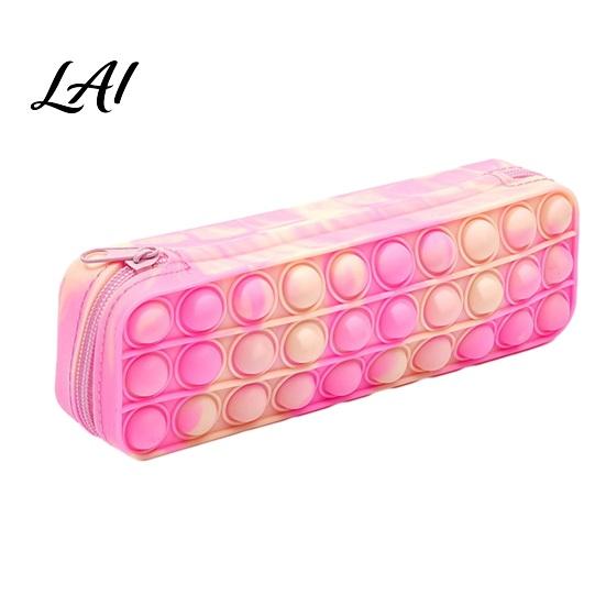 Pencil Pouch Silicone Tie-Dye Case Squeezable Soft Stationery Organizer for Kids Teens Unique Relief Case Random Gradient Pattern Pen Pouch,