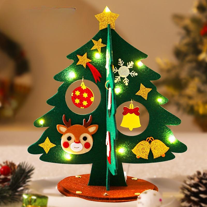 Mini Felt Christmas Tree DIY Handmade Xmas Tree Crafts Kids Gifts New Year Navidad Party Ornaments 2025 Home Table Decorations