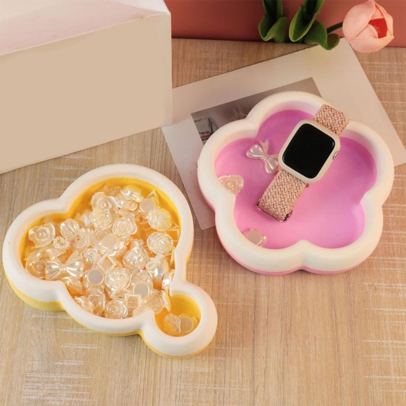 Durable Silicone Mold Resin Trays Making Moulds DIY Cloud/Plum Blossom Shape Dish Molds Storage Plate Casting Mould