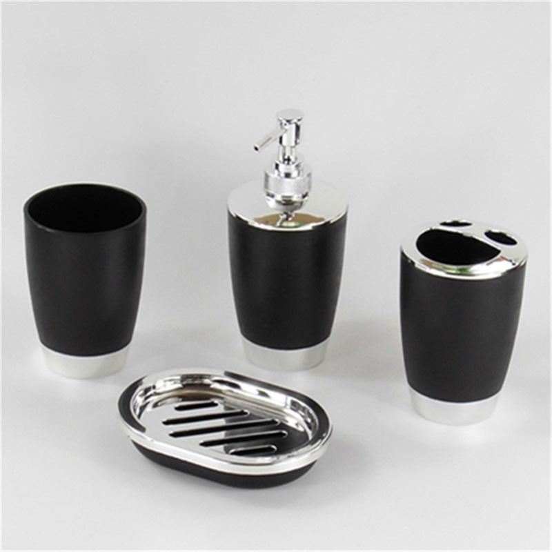 Pack Of 4 Bathroom Accessories Set with Soap Dispenser Plastic Toothbrush Holder Washing Cup and Soap Dish