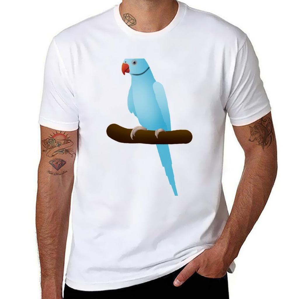 Blue Ringneck Parrot Tshirt All Weather Casual Short Sleeve
