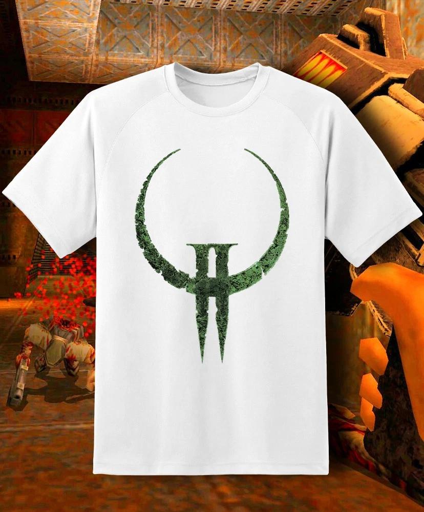 Quake 2 Retro Video Game TShirt Unisex Loose Fit Casual Pure Cotton Couple Streetwear Top Vintage T Shirt Men Clothing