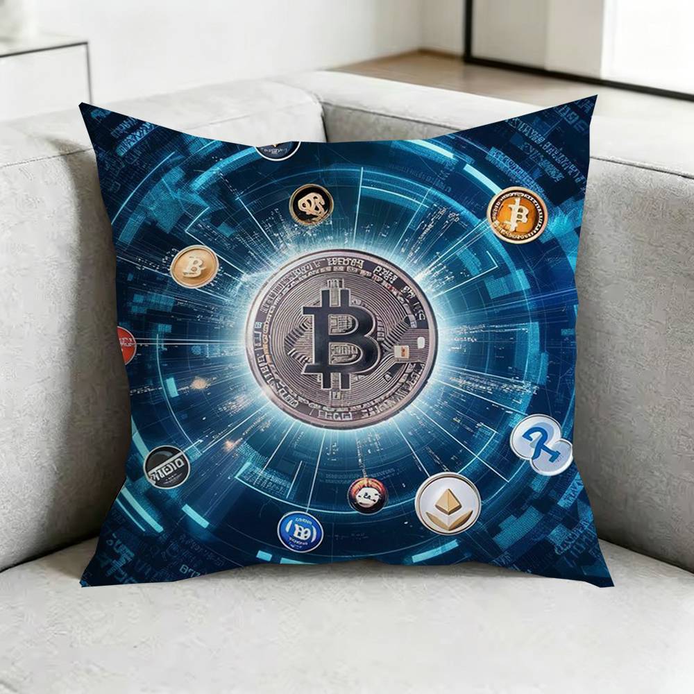 BBitcoin Cryptocurrency Btc Pillow Case Square DoubleSided Sofa Cushion Cover Bedroom Bedside Pillow Gift