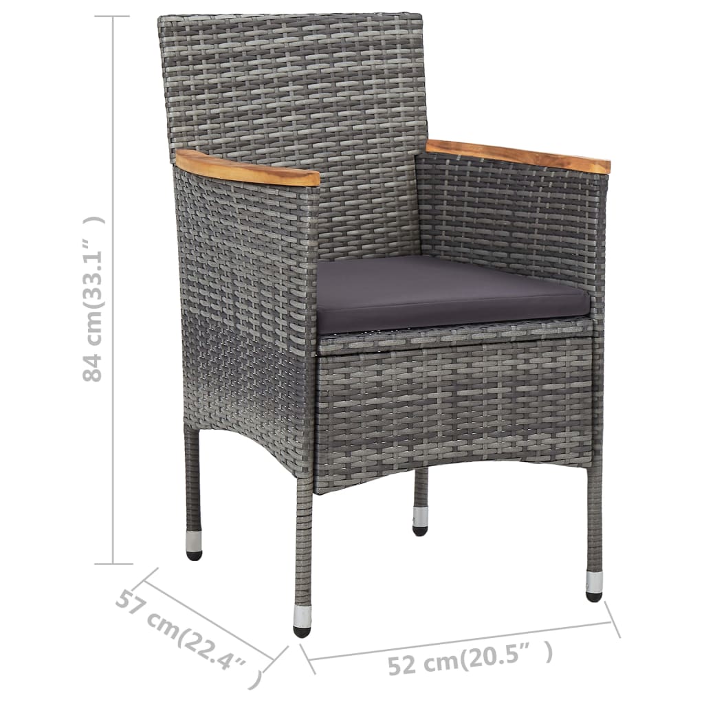 Garden Dining Chairs 2 pcs Grey Poly Rattan