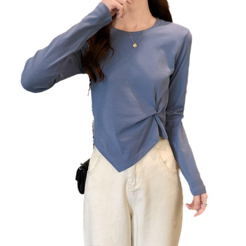 2025 Korean Chic Irregular Design Long-Sleeve T-Shirt for Women