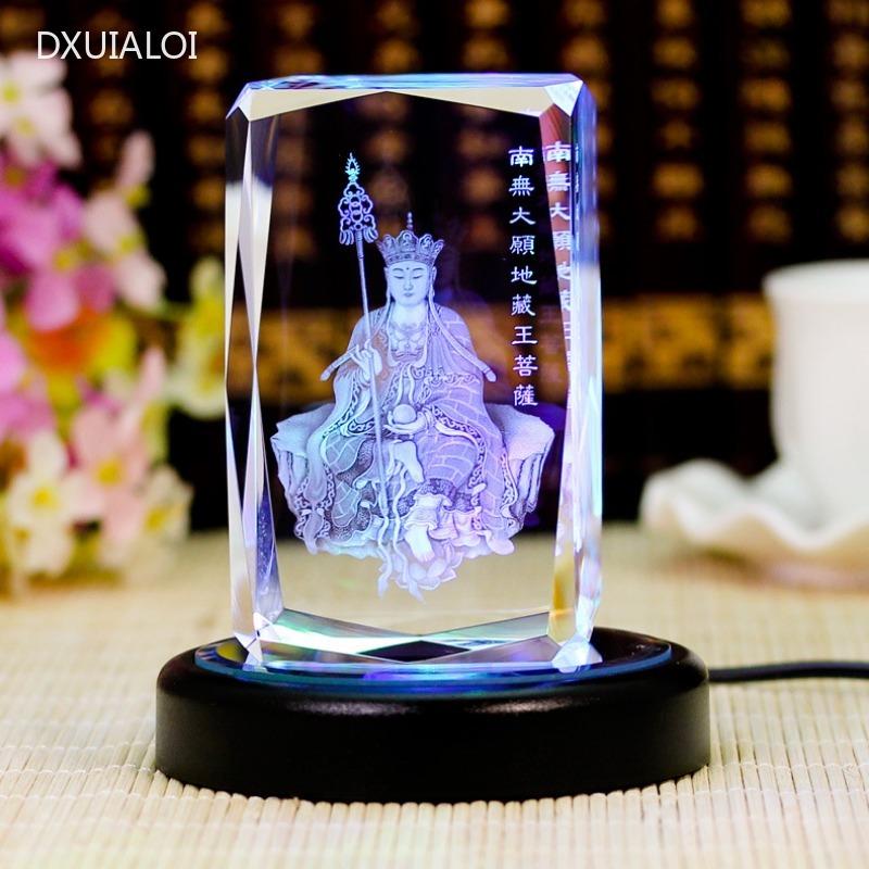 Ornament der Kristall-Buddha-Statue des Königs von Tibet Bodhisattva Heimdekorationszubehör Kristallhandwerk Kristalllampe