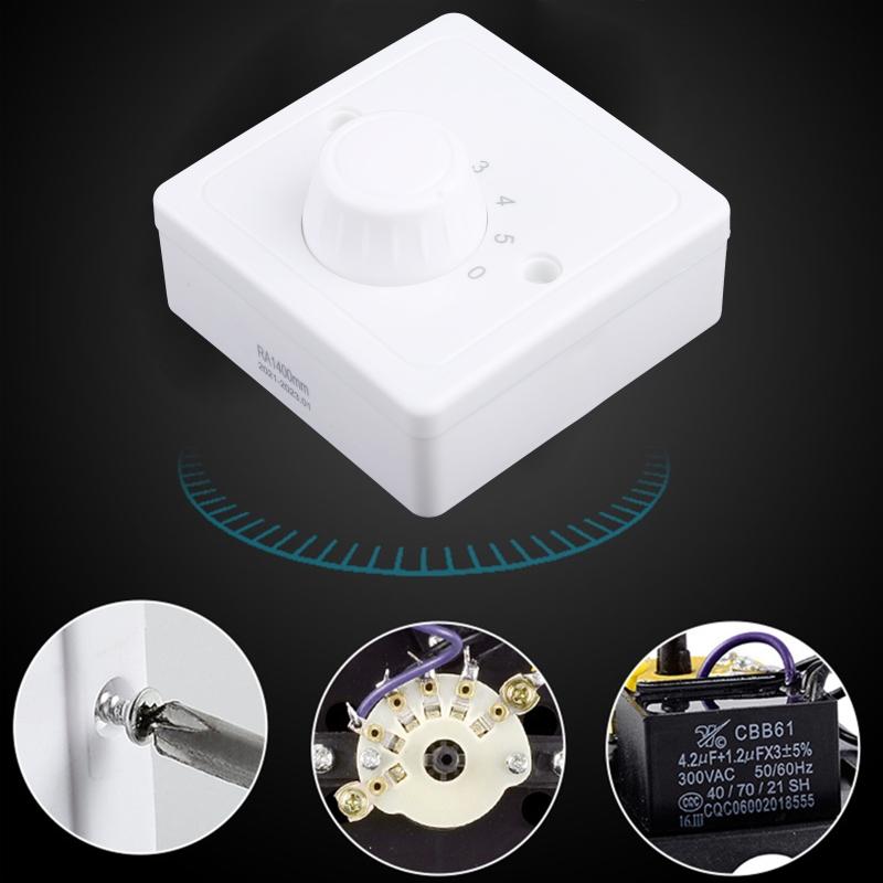 Surface Mounted Ceiling Fan Speed Controller Fan Speed Control Switch Five-speed Electric Fan Switch Square