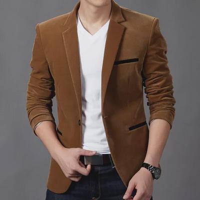 Erkek Slim Fit Kadife Takım Elbise: Sonbahar ve Kış İçin Kore İş Gündeliği