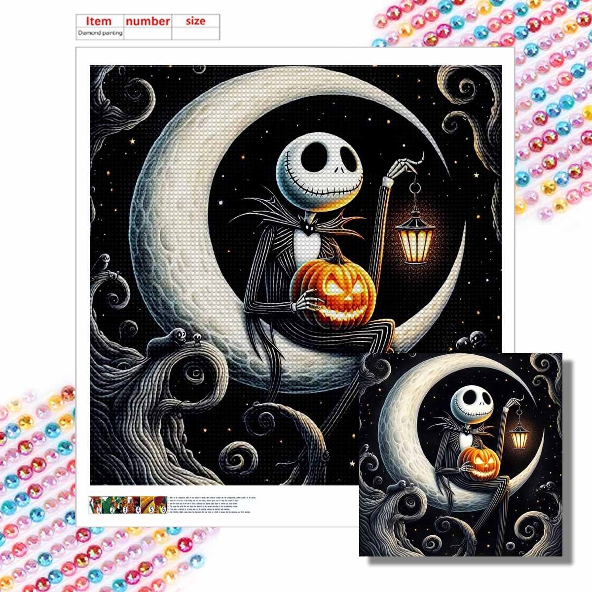 

5D DIY Алмазная Живопись Декоративный Скелет и Луна Полная Круглая Выкладка Пейзаж Алмазная Вышивка Наборы для Вышивания Крестом Домашний Декор Подарок Round 20x20cm