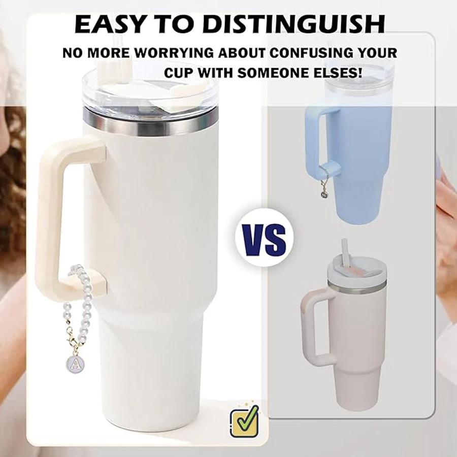 Buchstabenanhänger für Stanley Cup Perlenkette Initialen-Anhänger für Griff Zubehör Dekor Wasserflasche Schmuck Becher Personalisierter Name ID