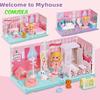 Miniatures House Kit Girls Toys Doll House Mini Room Simulated Bedroom Bathroom Kitchen Study Furniture Play House Toys for Kids