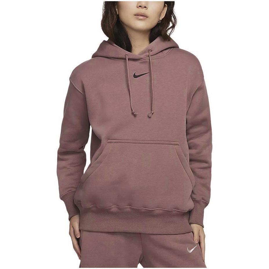 Nike Dámská mikina s kapucí Phoenix Fleece Topy Kouřově šedá Fialová DQ5861-208