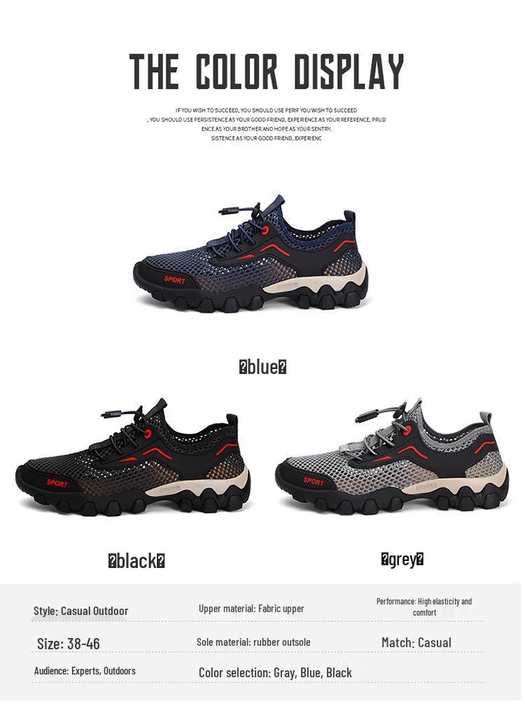 2026 Summer Men's Lightweight Mesh Outdoor Shoes: Soft Sole, Sports Casual, Breathable, Water-Resistant