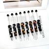 Rhinestone Writing Pen Beadable Pen, Glitter Plastic Beaded Halloween Pumpkin Ghost Skull Decorative Gel Ink for DIY Craft Making, School Office