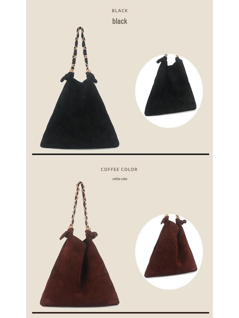 Women's Versatile Frosted Leather Tote Bag with Braided Rope Details - Large Capacity Shoulder Handbag