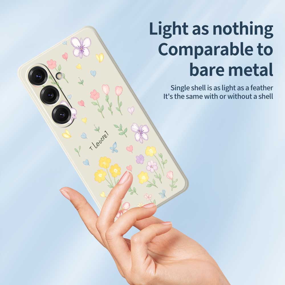For Samsung Galaxy S25 Case Small Flowers Pattern Printing Straight Edge TPU Phone Back Cover