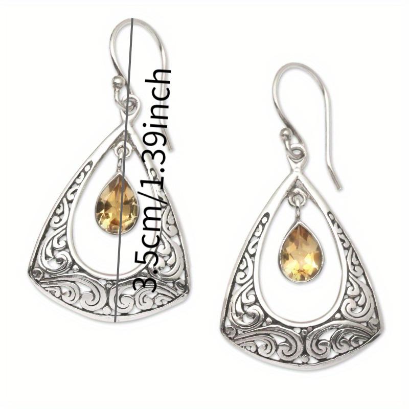 Bohemian Ethnic Style Hollow Engraved Pattern Pendant Earrings for Women Vintage Casual Girls Party Zircon Gift Accessories