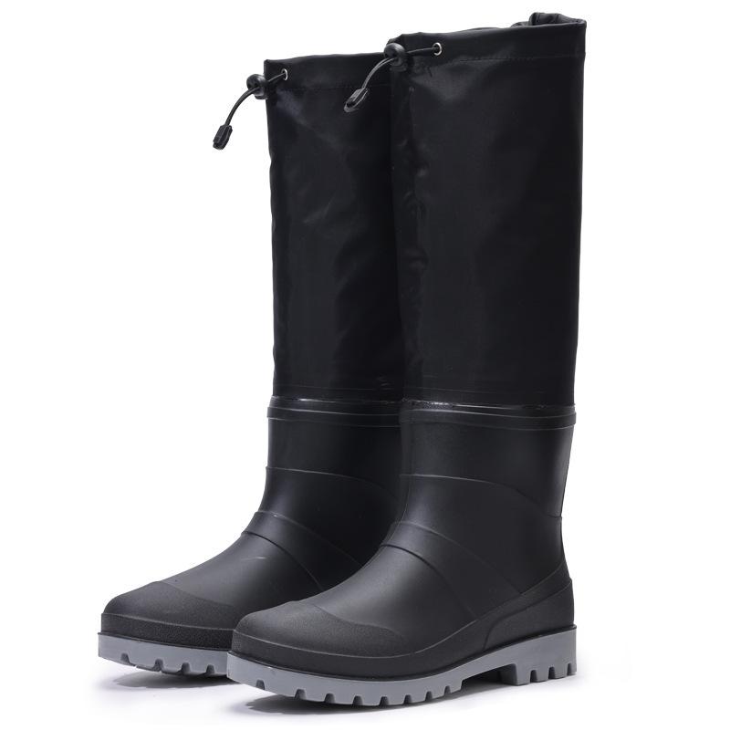 Waterproof shoes men's long tube dynamic waterproof and non-slip summer wear-resistant rain shoes black outdoor wading rain boots