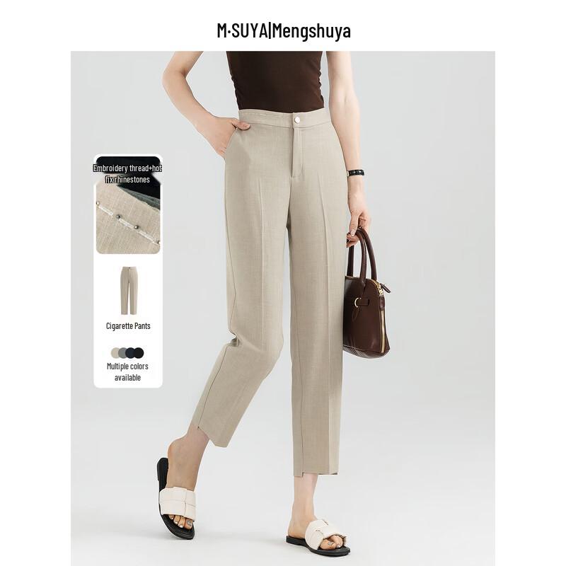 

Women s Summer Slim-Fit Cropped Cigarette Suit Pants 32