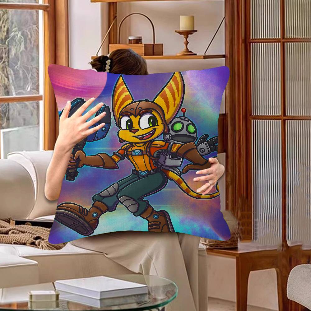 Cartoon R-Ratchet N C-Clank Maple Design Cushion Cover Happy Autumn Harvest Decor Holiday Decorati Pillow Cover