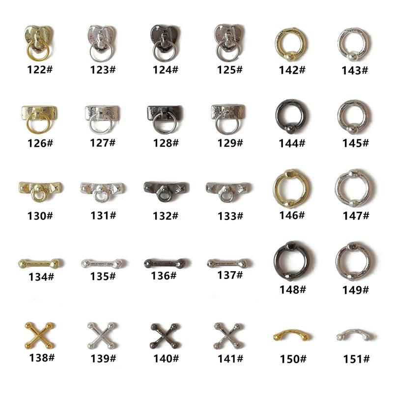 100Pcs 3D Punk Silver/White/Black/Gold Metal Parts Manicure Accessoire Nail Decoration Alloy Retro Circle Nails Art Charms