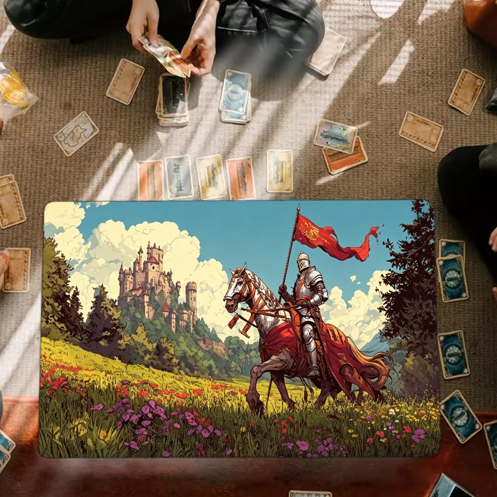 Mittelalterlicher Ritterburg Spielmatte Mauspade Spielmatte 24"X14" MTG TCG Schreibtischmatte für Arbeit Spiel PC Laptop Teppich Teppich Mauspade