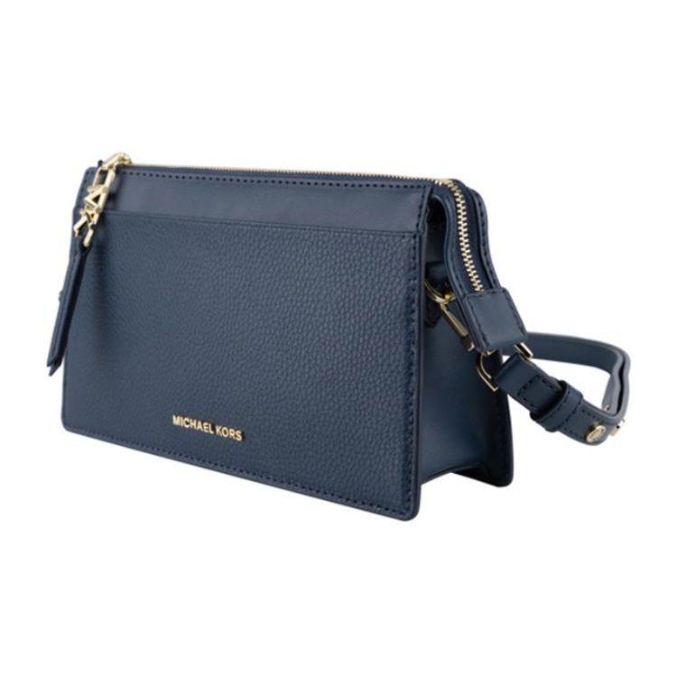 Michael Kors MK Empire Fashion Minimalist Gold Hardware Leather Shoulder Crossbody Bag Small Women Bags Navy-Blue 32H3G8EC7L-NAVY