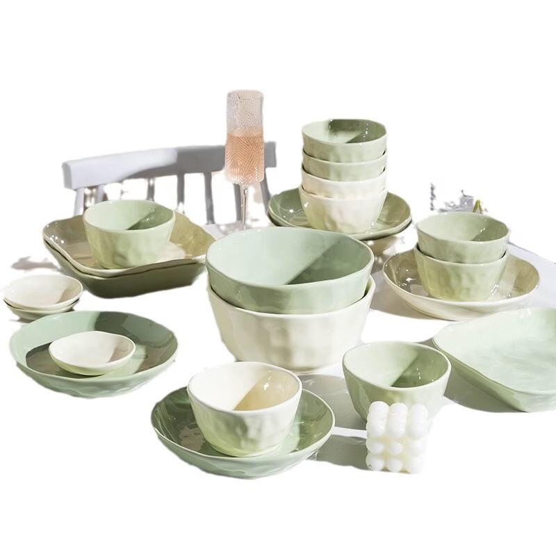 Yiceng Cream Style Celadon 8-Piece Tableware Set