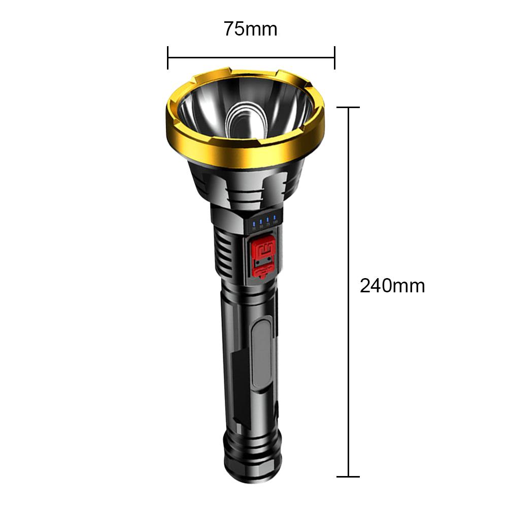LED Flashlight Multifunctional Waterproof Flashlight Searchlight USB Charging Handheld Lantern Power Display Outdoor Accessories