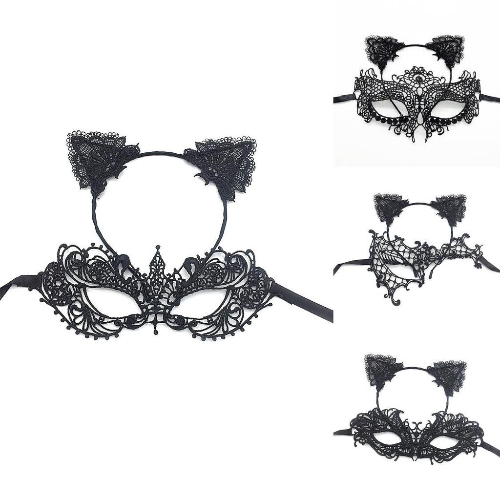 Kostüm-Stirnbandmaske mit schwarzem Spitzenmaterial für Halloween-Partys und Cosplay-Veranstaltungen