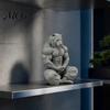 Soft Furnishing Accessory 3D Printed Tiger Man Figurine, Muscular Figure Ornament, Minimalist Animal Sculpture with Details, Zen Posture Desktop Decor