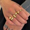 PuRui Vintage 3Pcs/Set Gold Color Open Adjustable Water Drop Shaped Rings Finger for Men Trendy Hip Hop Daily Party Zircon New