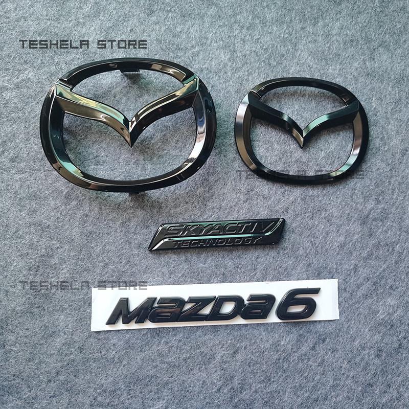 For MAZDA6 2014-2016-2017-2019 Year Logo Black Replace Emblem Car Hood Front Grill Rear Trunk Emblem Badge SKYACTIV Sticker W6